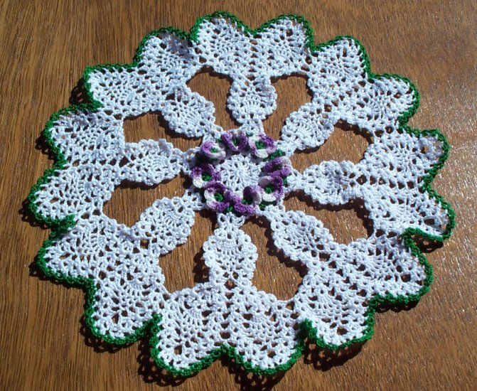 African Violets and Pineapples Hand Crochet Doily - **NEW**