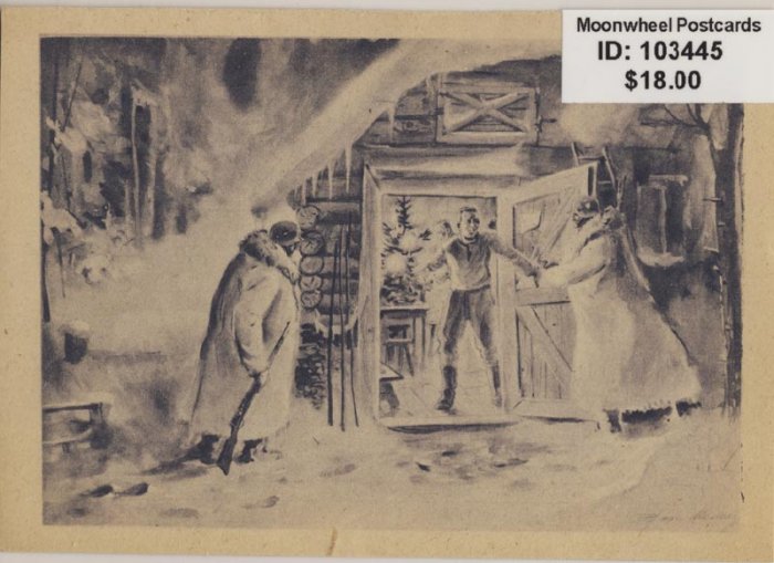 Propaganda. Christmas evening. Eastern Front. Fieldpostcard