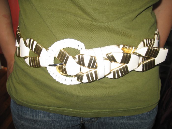 80's Gold and White woven belt
