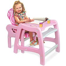 Badger Basket Envee Baby High Chair w/ Playtable Conversion Pink/Whi te# 938