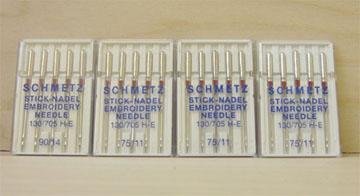 20 Schmetz Embroidery 75/11 & 90/14 Needles 130/705H-E