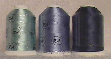 Robison-Anton Blue Rayon Machine Embroidery Thread Set (3 mini-king cones, 1000 meters)