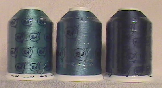 Robison-Anton Teal Rayon Machine Embroidery Thread Set (3 mini king cones, 1000 meters)
