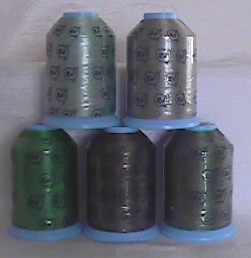 Robison-Anton Green Polyester Machine Embroidery Thread Set (5 mini king cones, 1000 meters)