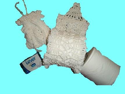 Spare Bathroom Tissue Holder and Soap on a Rope Pouch