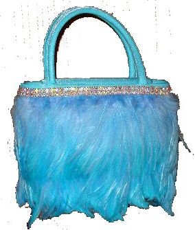Authentic Lauren Scherr Cosette Feathered Bag in Aqua