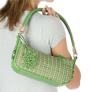Elliott Lucca Woven Leather and Linen Baguette