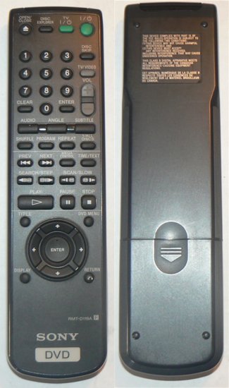 Sony RMT-D119A DVD Remote Control, Excellent Condition