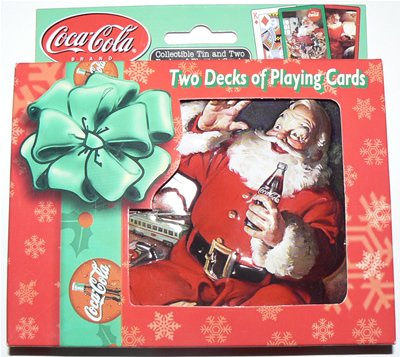 COCA-COLA COKE COLLECTOR TIN BOX + 2 PLAYING CARD DECKS - LIMITED EDITION - SANTA CLAUS #739-M2