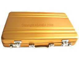 BUSINESS CARD HOLDER / PILL BOX / METAL KEY CASE - BRIEFCASE DESIGN GOLD ECBCH-A1007
