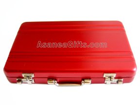 BUSINESS CARD HOLDER / CARD CASE / PILL BOX - MINIATURE BRIEFCASE DESIGN RED ECBCH-A1003