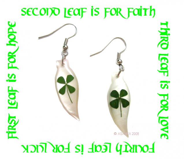 BEAUTIFUL FOUR LEAF CLOVER SHELL EARRINGS ECFLC-SH4000