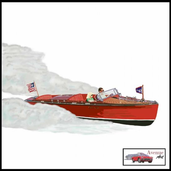CLASSIC CHRIS CRAFT RUNABOUT CANVAS ART PRINT