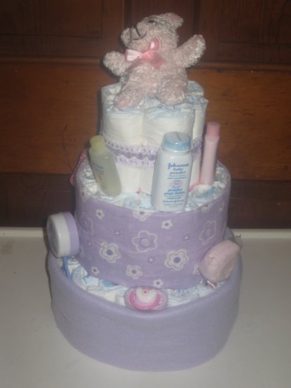 Purple Diaper Cake