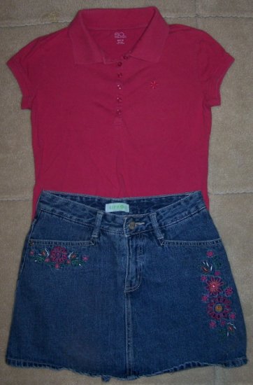 Girls CIRCO Jean SKORT 10/12 SO Pink SS Shirt Outfit