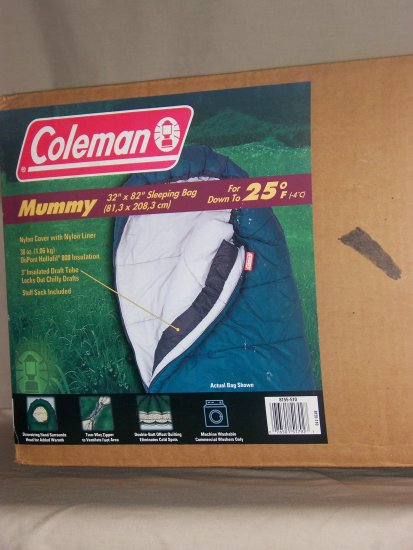 Colman Mummy sleeping bag good down to 25 degree