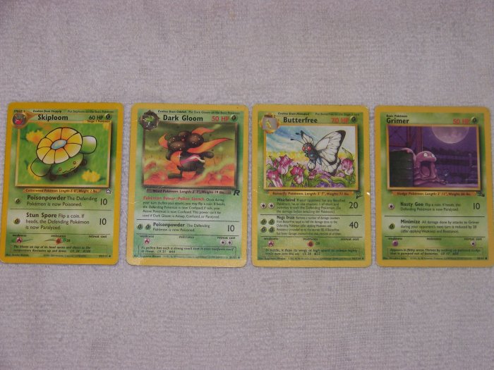 good deal on collectable pokemon trading cards set grimer, butterfree, darkgloom, skiploom