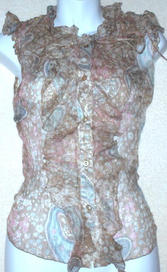 KENZIE Womens silk sheer sleeveless blouse Size 6