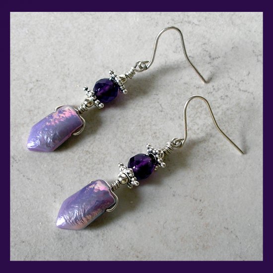 Amethyst and Pearl Earrings