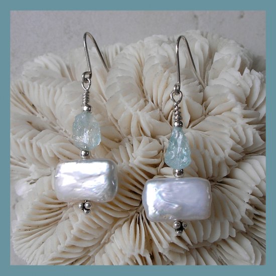 Aquamarine and Pearl Earrings
