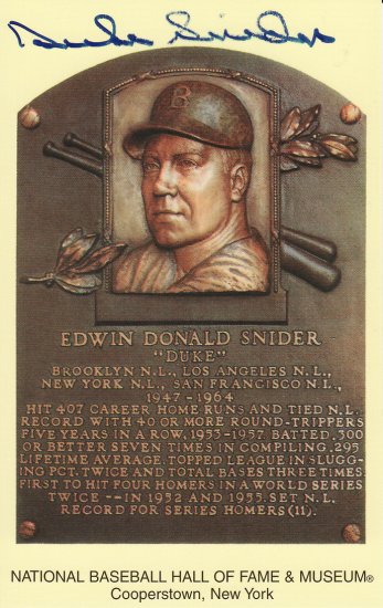 Duke Snider Autographed HOF Postcard! Dodgers