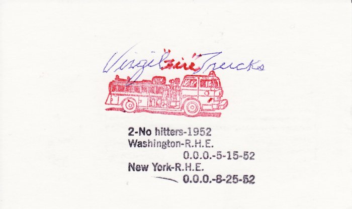 Virgil Trucks Autograph Signed index card! Detroit Tigers