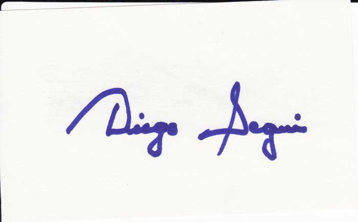 Diego Segui Autograph Signed Index card! Seattle Pilots Mariners