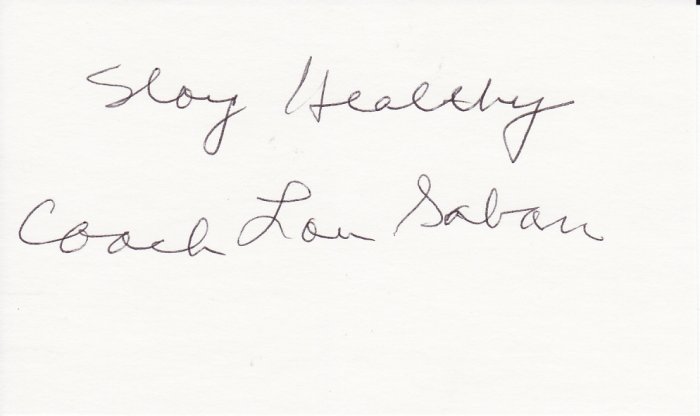 Lou Saban Autograph Signed Index Card! Patriots Buffalo Bills