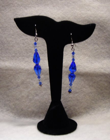 LC985E - Capri Blue and Clear Swarovski Earrings