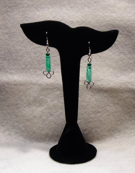 LC986E - Seagreen glass oblong beaded earrings