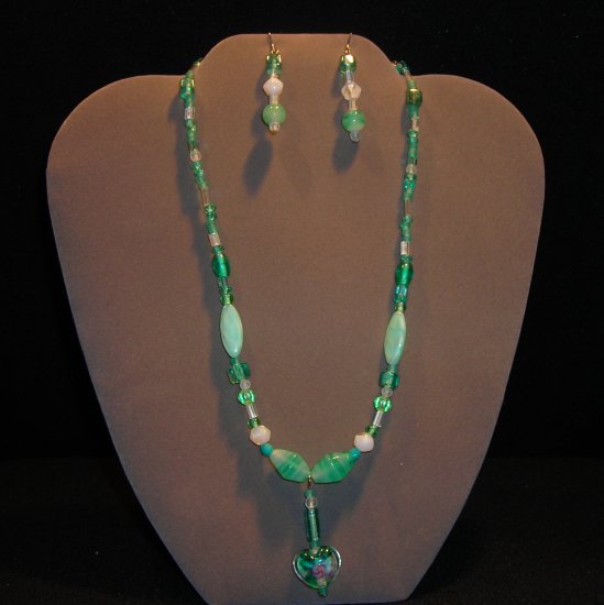 LC949S - Sea Green Necklace and Earring Set