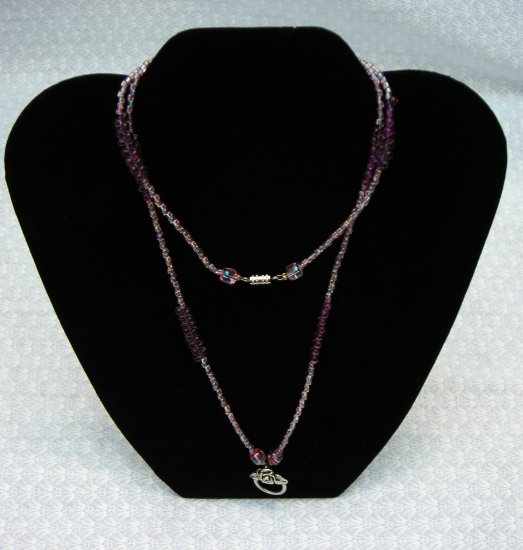 LC943BH - Purple beaded Badge Holder