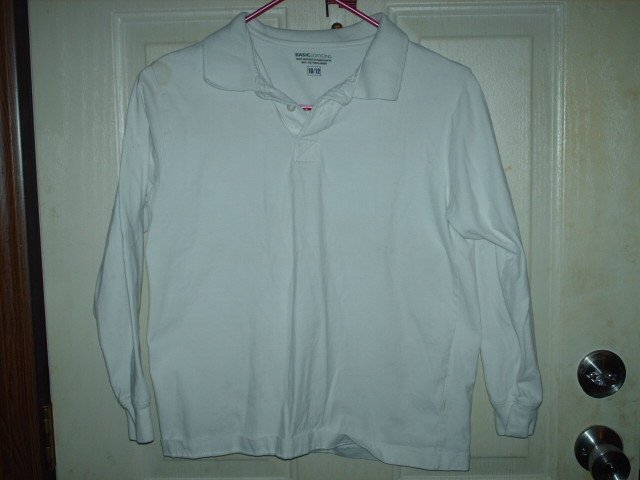 White Used Basic Editions Collared Shirt Unisex Kid's Size 10/12