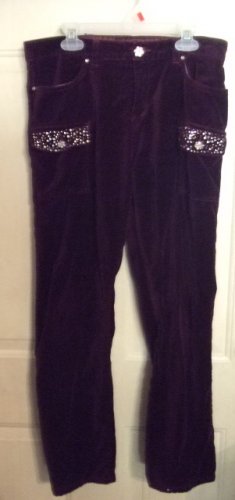 Gently Worn Mary Kate & Ashley Velvet Deep Wine Pants with Gems Size 16