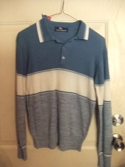 Gently Worn Boy's Blue and White Light-Weight Sweater Shirt with Collar Size Large