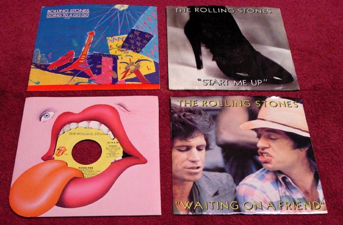 ROLLING STONES Original 45rpm Collection ( 4 ) with Rare Picture Sleeves TATTOO YOU 1981 Mint