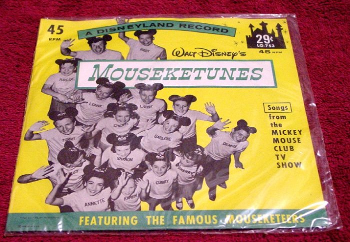 Walt Disney MOUSEKETEERS Original 45rpm Annette Funicello 1962 * SEALED * Mint