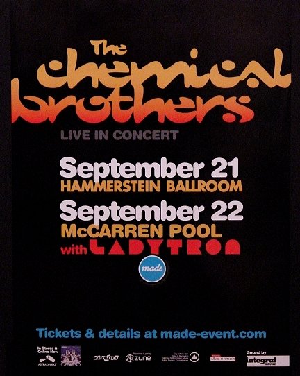 THE CHEMICAL BROTHERS Original Concert Poster 2' x 3' NYC 2007 MINT
