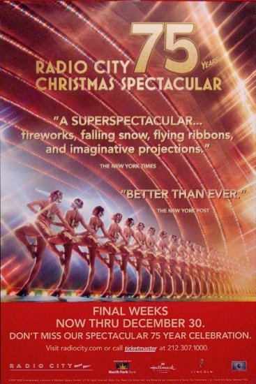 Radio City 75th CHRISTMAS SPECTACULAR Original Poster 2' x 3' MINT 2007