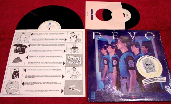 DEVO * New Traditionalists * Original LP with Poster & 45rpm & Sticker 1981 MINT