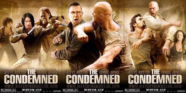THE CONDEMNED Original Movie Poster SET * STONE COLD Steve Austin * Huge 4' x 6' Rare 2007 Mint