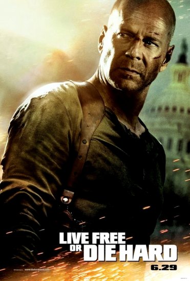 DIE HARD 4 Movie Poster * LIVE FREE or DIE HARD * BRUCE WILLIS 4' x 6' Rare 2007 NEW