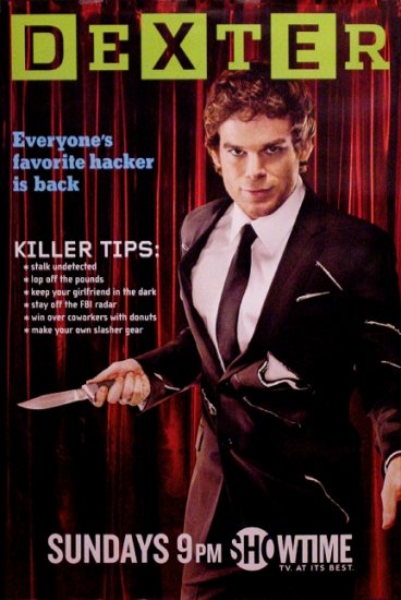 DEXTER Original Poster * MICHAEL C. HALL * Wired Cover 2' x 3' Showtime Rare 2008 Mint