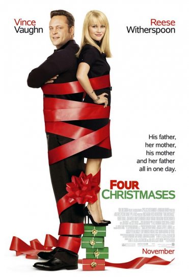 FOUR CHRISTMASES Movie Poster * VINCE VAUGHN & REESE WITHERSPOON * 4' x 6' Rare 2008 NEW