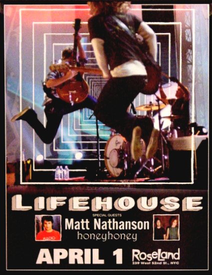LIFEHOUSE Concert Poster ROSELAND NYC 17" x 22" Rare NEW 2008