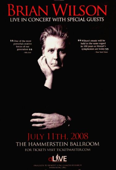 BRIAN WILSON Concert Poster Hammerstein Ballroom NYC 2' x 3' Rare 2008 NEW