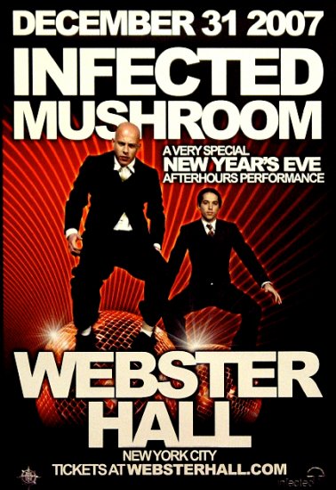 INFECTED MUSHROOM Original Concert Poster 2' x 3' Webster Hall NYC Rare 2007 Mint