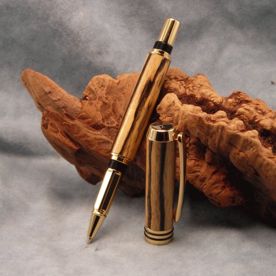 da Vinci 24k Gold Roller Ball Pen ~ Black & White Ebony