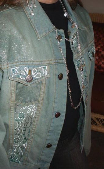 Green Denim Hand Painted Jacket