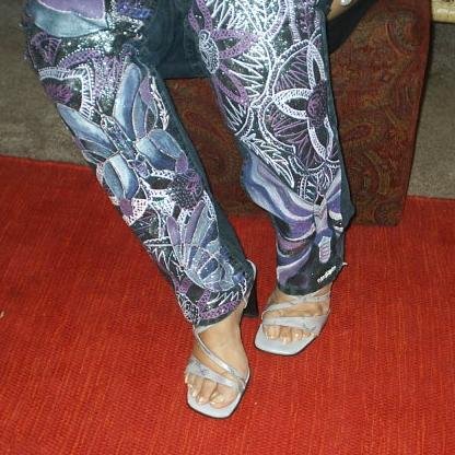Purple and Pinks Butterfly on Blue Jeans size 10